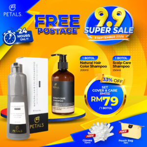 [9.9 SALE] Set Cover & Care - Burgandy 1 botol + Scalp Shampoo 1 botol
